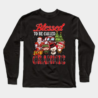 Blessed To Be Called Grammie Christmas Buffalo Plaid Truck Long Sleeve T-Shirt